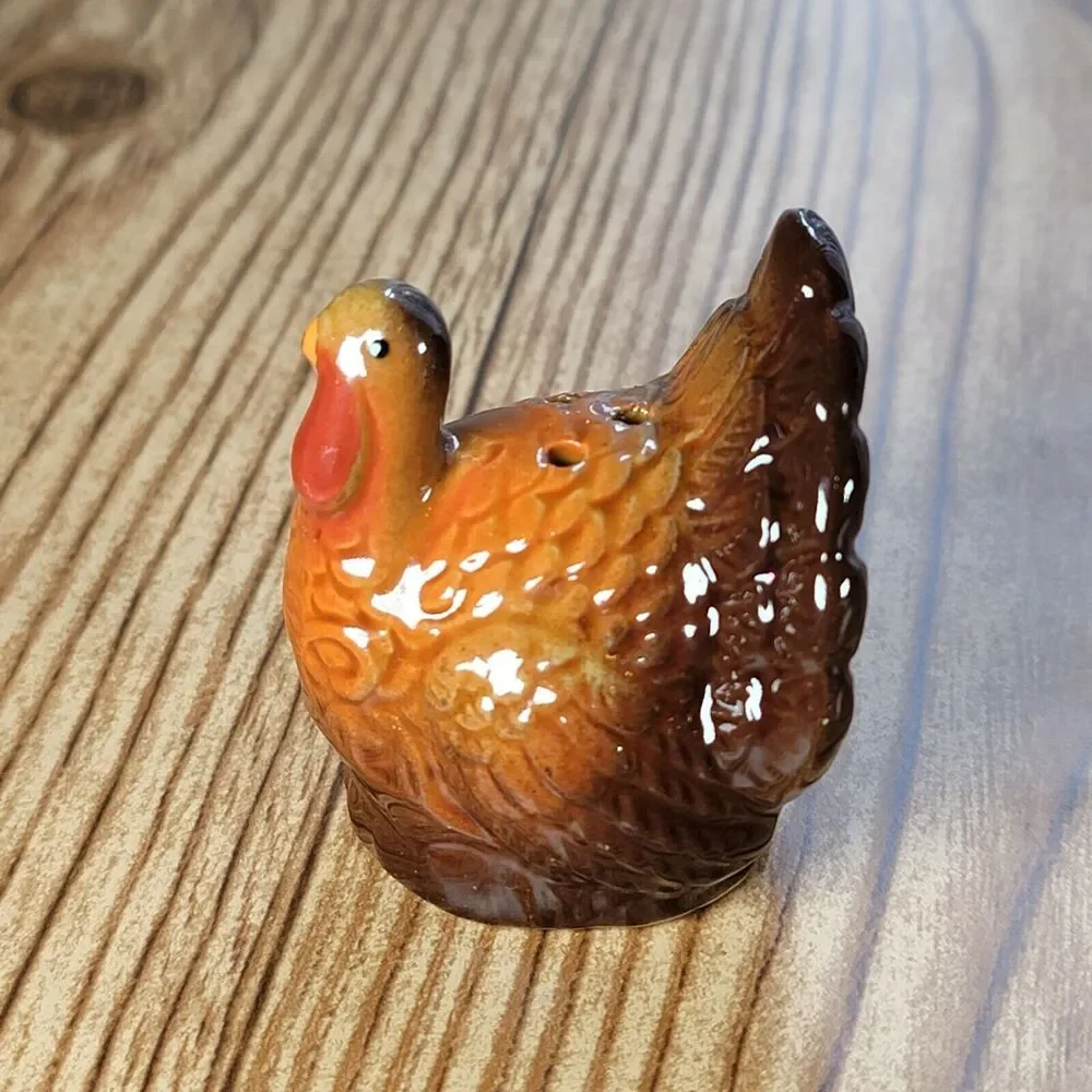 Salt Pepper Shakers Turkey Ceramic Thanksgiving Christmas Vintage Tableware